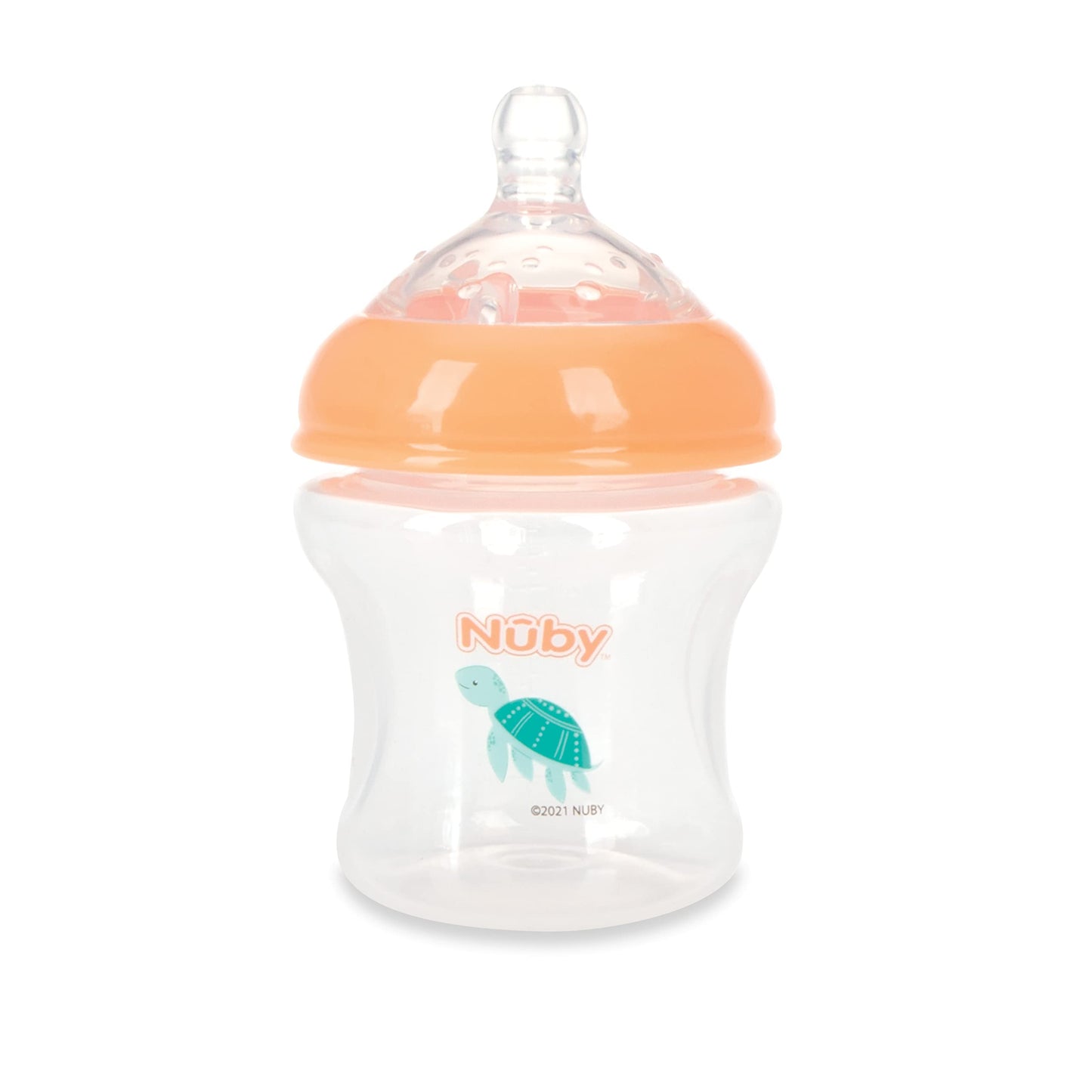 Nuby 3-Pack Infant Feeding Bottles With Slow Flow Breast Size Silicone Nipple: 0+ Months, 6Oz, 3 Pack Set: Delicate Whale, Jelly