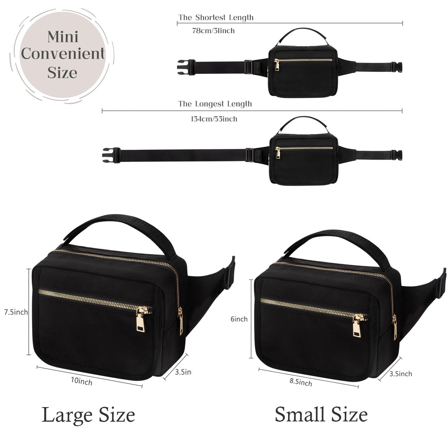 Printe Small Diaper Bag With Portable Changing Pad, Crossbody Fanny Pack With Wipes Pocket For Stroller, Women Waist Bag For Tra
