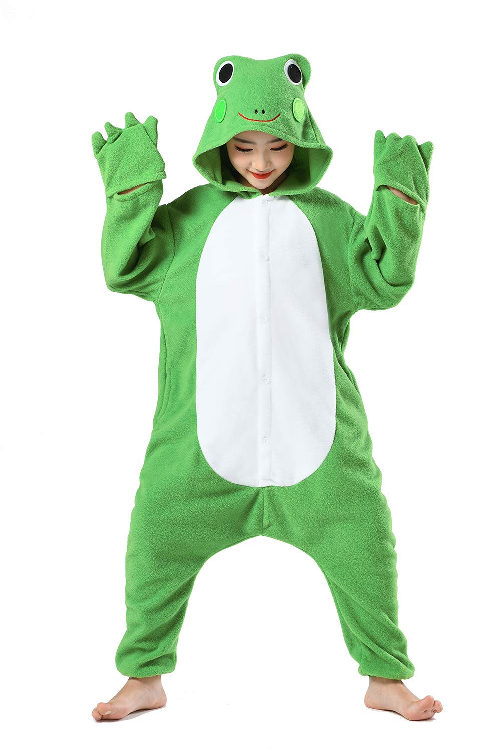 CANASOUR Frog Onesie Kids Green Halloween Cosplay Costume Outfit for Girls Unisex Animal One Piece Christmas Pajamas 8 Years Boy