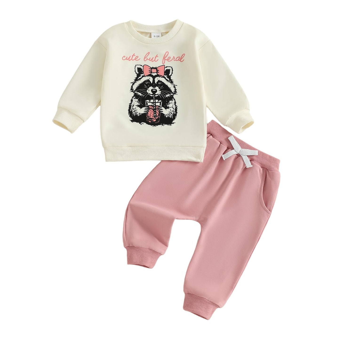 Toddler Baby Girl Fall Outfit Letter Print Sweatshirt Tops Elastic Waist Pant Cute Infant Newborn Winter Clothes Set (Cute But F