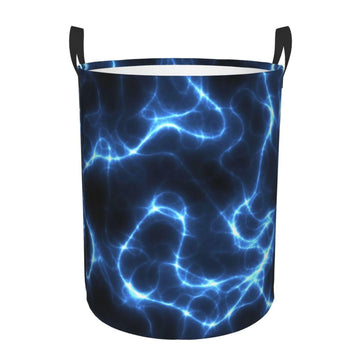 Pevtufa Blue Lightning Foldable Laundry Basket Organizer,Fabric Clothes Toy Storage Basket Nursery Hamper Storage Bin For Househ