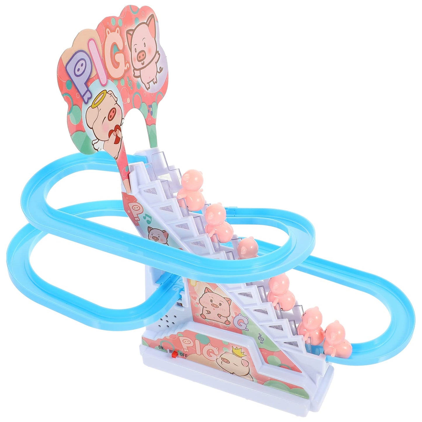 Zerodeko Piggy Climbing Toy, Cute Animal Climbing Stair Toy With Music And Light, Coaster Slide Track Toy Early Educational Toys