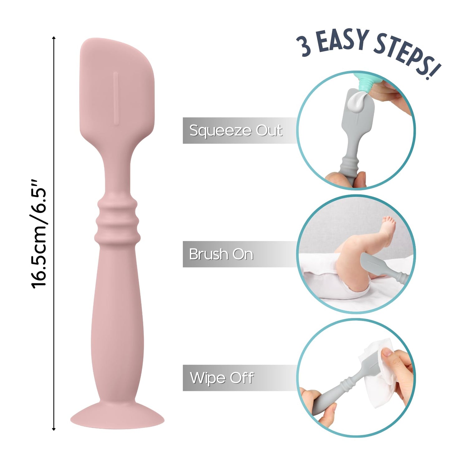 3 Packs Silicone Diaper Cream Applicator With Suction Base, Diaper Cream Spatula Applicator For Babies, Soft Silicone Diaper Cre