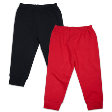 Sobowo Baby Red Pants Unisex Baby Toddler Cotton Crawling Pants For Newborn Boys Girls Pack Of 2 (3-6 Months, Black/Red)