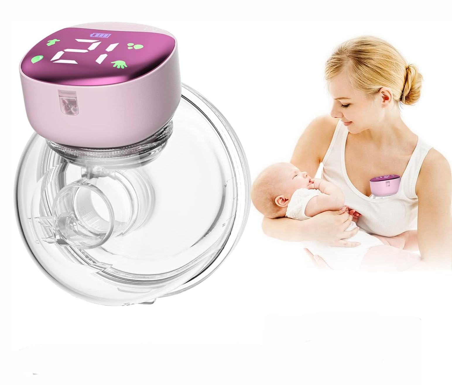 Prakal Wearable Breast Pump Portable Hands Free Electric Breast Pump For Breastfeeding Led Screen 4 Modes 12 Suction Low Noise W