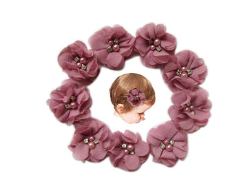 Baby Girls 2' Chiffon Flower Alligator Hair Clips With Rhinestones And Pearl,Yycraft Party Wedding Hair Bows Accessory For Kids