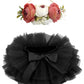 Bgfks Baby Girls Soft Fluffy Tutu Skirt With Diaper Cover,Toddler Girl Tutu Skirt Sets With Flower Headband.(Black,6-12 Months)