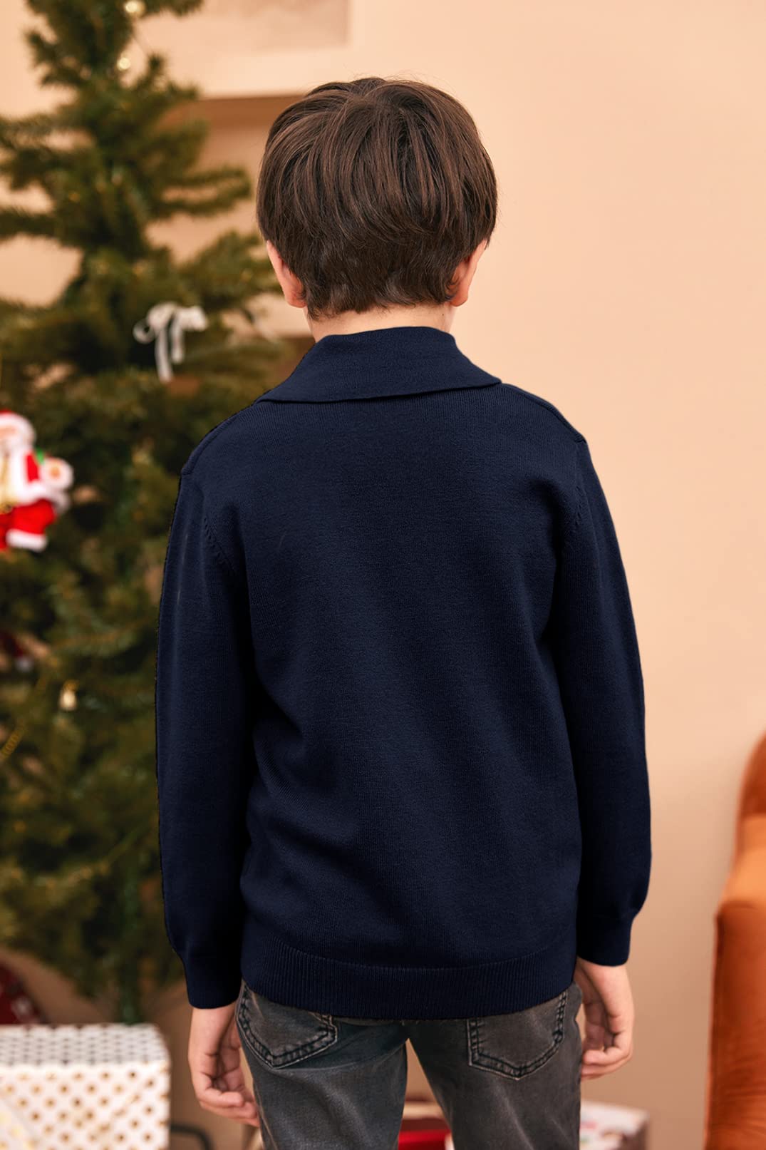 Ryannology Toddler Baby Boys Girls Sweater Shawl-Collar V Neck Pullover Sweaters Cable Kintted Photoshoot Outfits