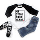 Bump And Beyond Designs Boys Valentine'S Day Shirt, Mr. Steal Your Heart (Black 10-12)