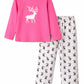 LITTLE GINNIE Cotton Night Suit for Kids Girls 45 Years, Pink & White, Animal Print