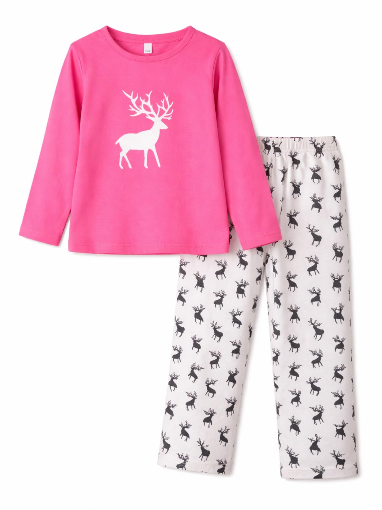 LITTLE GINNIE Cotton Night Suit for Kids Girls 45 Years, Pink & White, Animal Print