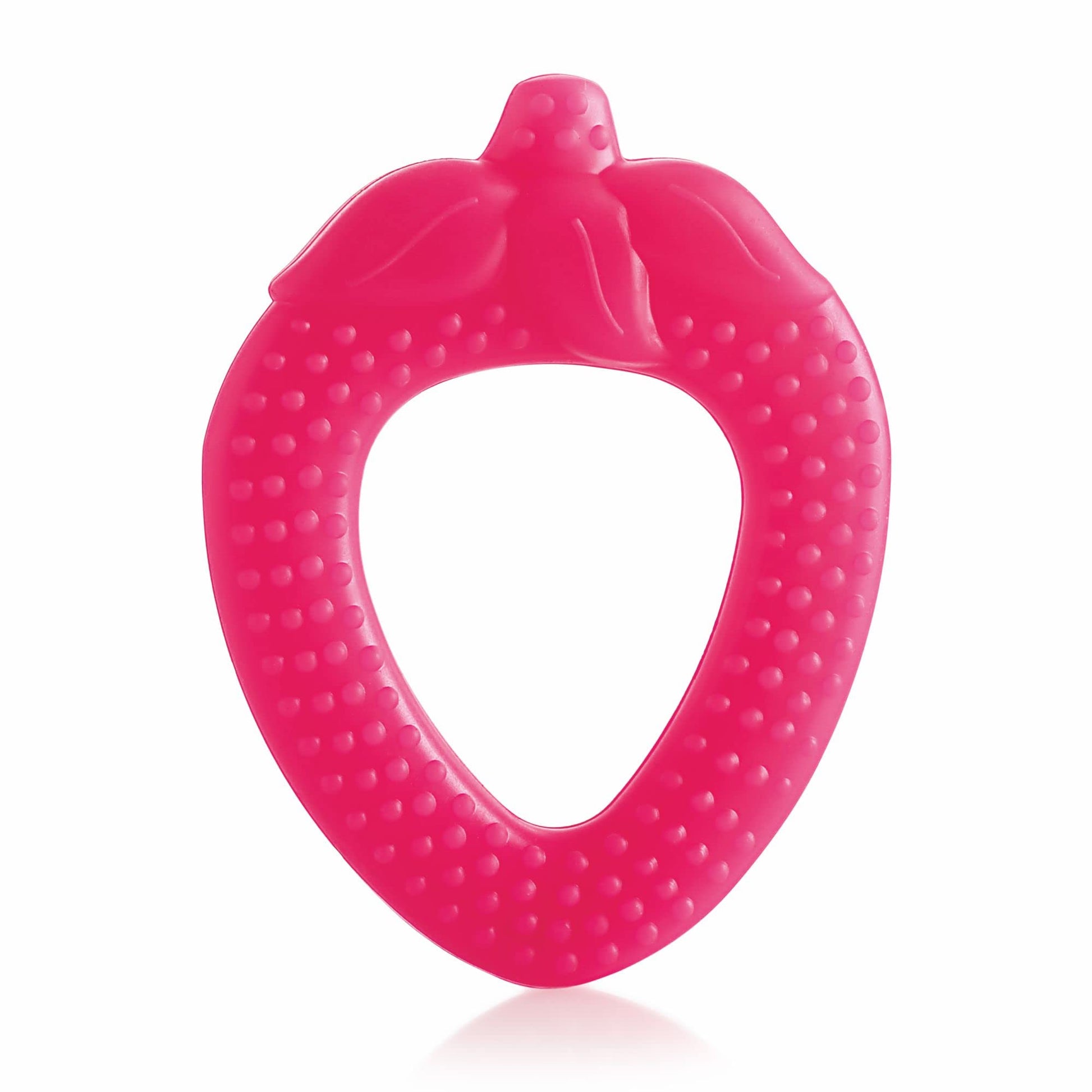 Beebaby Strawberry Soft Silicone Teether For 3 To 6 Months With Carrying Case, Bpa Free Us Fda Approved Teether For Baby With Te
