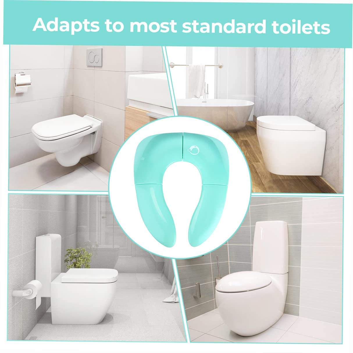 Kisdream Portable Potty Training Seat For Toddlers, Perfect Folding Travel Toddler Toilet Training Seat, 4 Non-Slip Silicone Pad