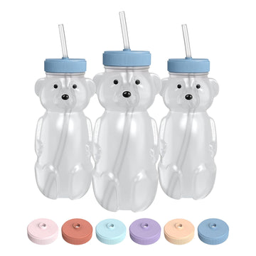 The 730 Project Honey Bear Straw Cup For Babies, 8-Oz Honey Bear Cup With Lid, 3-Pack Therapy Learning Honeybear Straw Cup, Baby