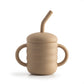 2-1 Baby Silicone Straw Sippy/Drinking Cup with Stopper & Cleaning Brush - Blue
