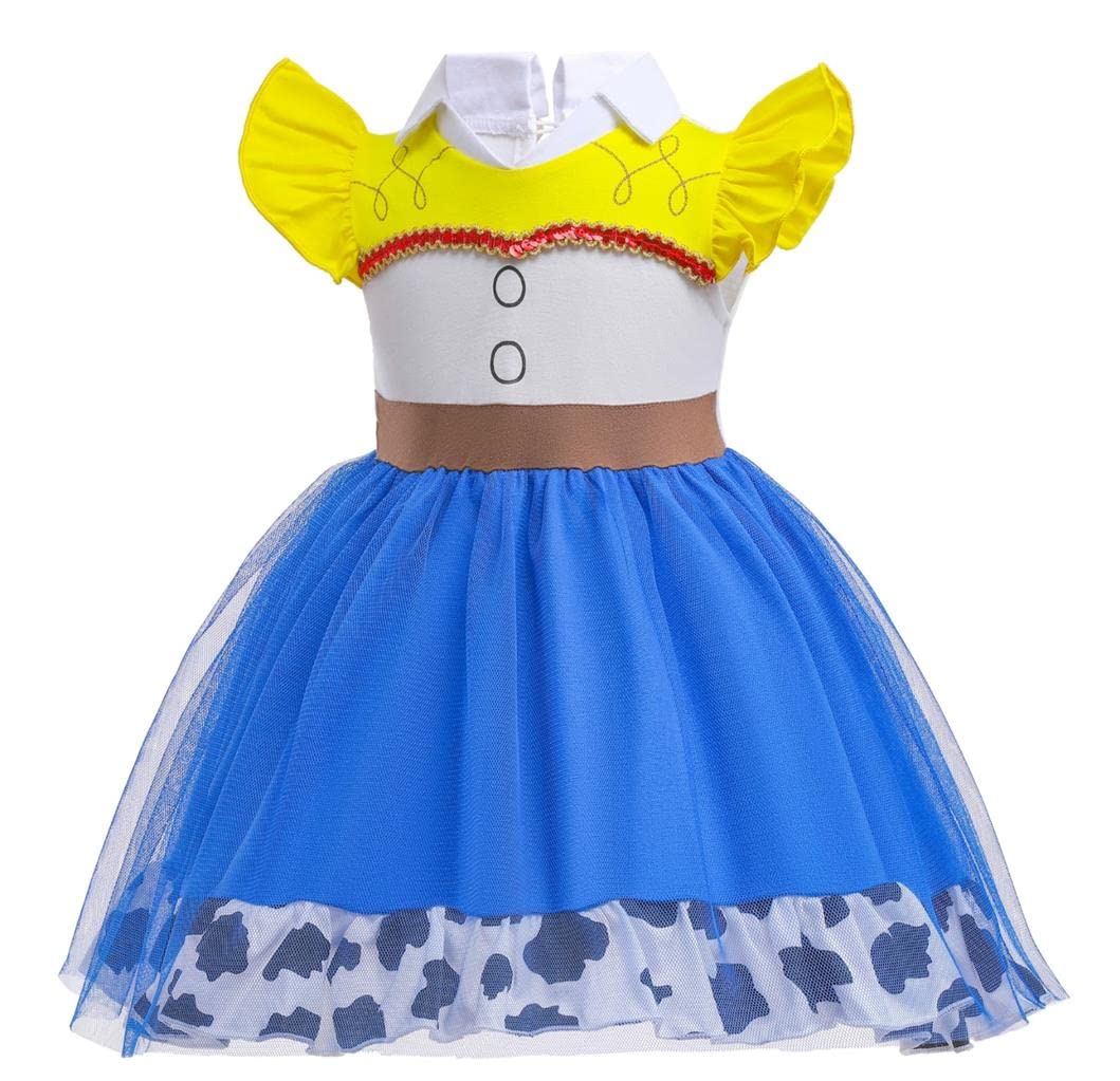 Dressy Daisy Cowgirl Tulle Dress For Toddler Girls Halloween Fancy Party Costume Summer Outfits Size 4T Blue, Style 25