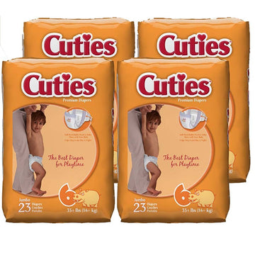 Cuties Baby Diapers, Size 6, 23 Count (Pack Of 4)