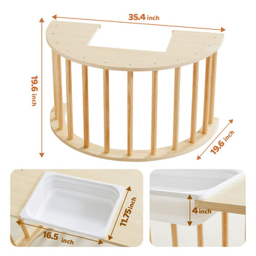 Beright 3 In1 Climbing Arch Sensory Table For Kids, Montessori Climbing Gym, Rocker Board Wooden Toy With Collapsible Storage Bi