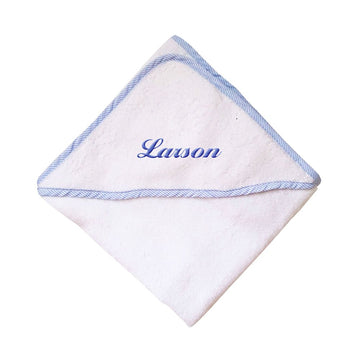 Fastasticdeal Custom Personalized Embroidered Cotton White W/Blue Bath Baby Hooded Towel