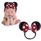 Jiahang Mouse Ears Sequin Bow Nylon Hairband With Polka Dot, Hair Bow Headband, Soft Elastic Costume Headwear For Baby Girl Newb