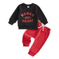 Kupretty Toddler Baby Boy Clothes Valentines Day Outfit Graphic Long Sleeve Crewneck Sweatshirt + Joggers Pants Sets (Mama s my