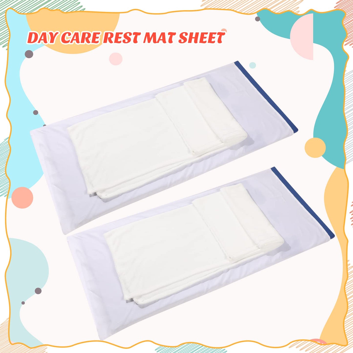 Lounsweer 10 Pcs Day Care Nap Mat Sheet Preschool/Daycare Rest Mat Cover Polyester Baby Sheet 24' X 52' Pillowcase Style Sheet