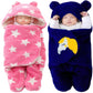 Swissberry Baby Blanket New Born Combo Pack of Hooded Swaddle Wrappers Security Blankets Pack of 2 Pc.(Navyblue & Pink, 06 Mont