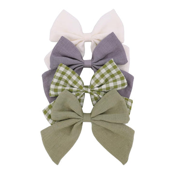 4 PCS Sailor Bow Hair Clips for Kids Girls Women Linen cotton Hair Bow Alligator Clips Baby Toddler Girl Mom Hair Accessories (G