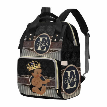 M Yescustom Personalized Baby Diaper Bags For Women Men, Custom Brown Black Prince Backpack Customized Nappy Mommy Bag Backpack