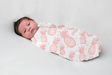 Kiddery Swaddle Wraps | Pineapple Print | 100% Muslin Cotton | Breathable | Soft | Nursing Cover | Stroller Cover | Newborn | Ex