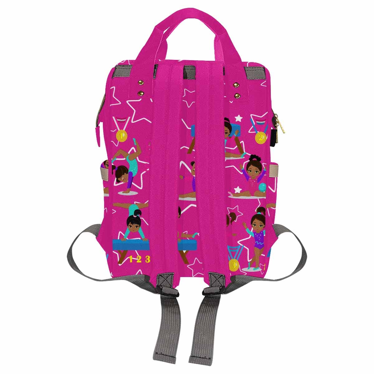 Artsadd Custom Diaper Bag With Thermal Pockets, Gymnast Star Travel Shoulder Bag Baby Backpack Customized Laptop Backpack With N