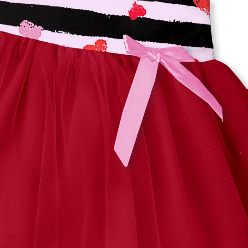 Baby Girls Valentines Day Tutu Dress Holiday Red Heart Striped Dresses 1-2T
