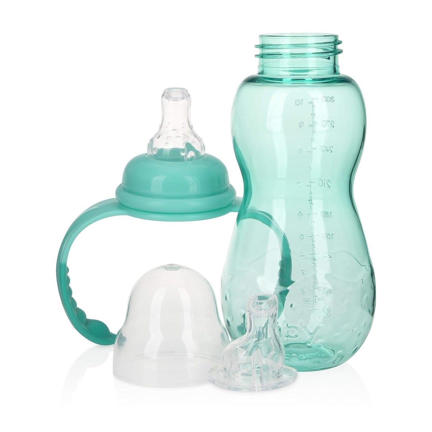 Nuby Non-Drip 3-Stage Bottle 11 Ounce, 3 Count (Pink/Purple/Turquoise)