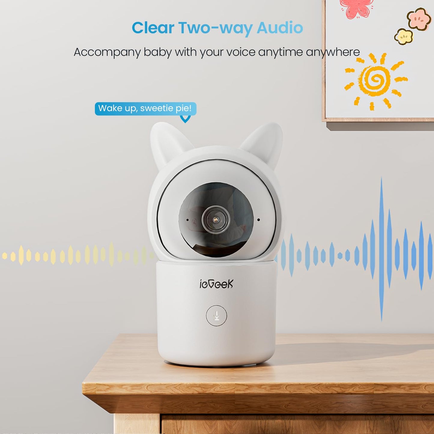 Iegeek Baby Monitor With 2 Cameras, Split-Screen Video Baby Monitor With Audio And 1080P Camera 4.3' Screen - Night Vision, Two