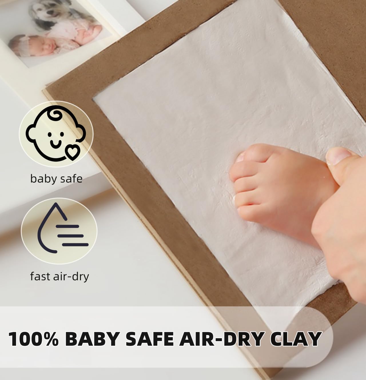 Pewingo Baby Footprint Kit,Baby Clay Hand And Footprint Kit,Newborn Baby Handprint Kit,Baby Keepsake Frames For First Mothers Da