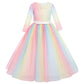 Baby Girls 3/4 Sleeve Floral Lace Tulle First Communion Pageant Holiday Dresses Kids Big Girls Princess Birthday Carnival Christ