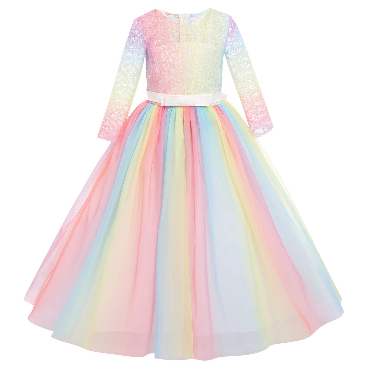 Baby Girls 3/4 Sleeve Floral Lace Tulle First Communion Pageant Holiday Dresses Kids Big Girls Princess Birthday Carnival Christ