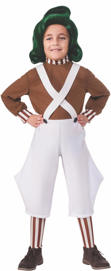 Rubie'S Costume Kids Willy Wonka & The Chocolate Factory Oompa Loompa Value Costume, Large White/Chocolate,Brown