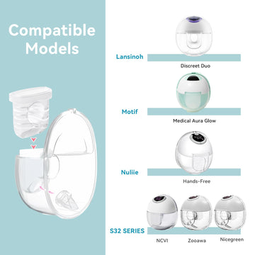 Gotocut Breast Pump Parts For Lansinoh Discreet Duo/Nuliie/Motif Aura Glow S32 Wearable Breast Pump, Incl 6Pcs Duckbill Valves &