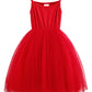Lyxiof Toddler Tutu Dress Baby Girls Tulle Sleeveless Princess Party Sundress Red 18 Months