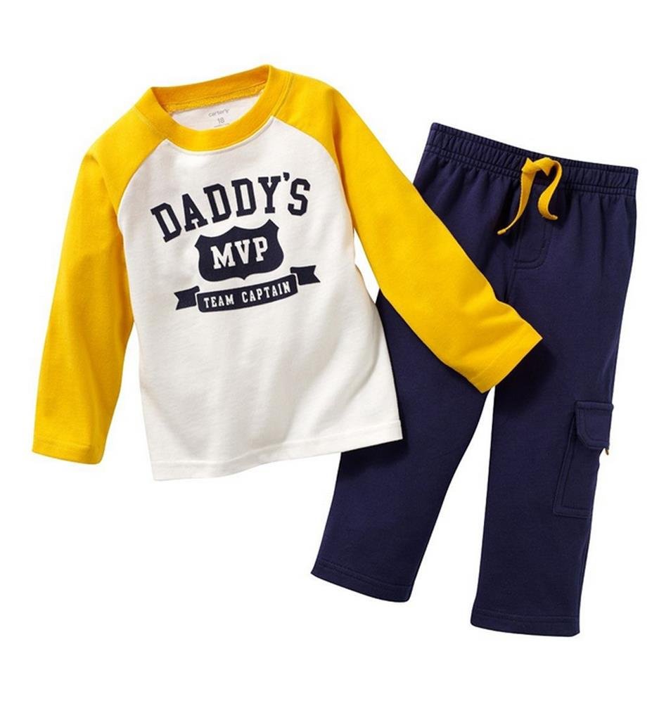 Crazy Gotend Daddy'S Mvp Boys Long Sleeve Clothing Set Baby T-Shirt+Pants Outfits, 3-4Y Yellow