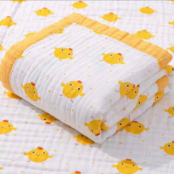 Heartbury 100% Organic Cotton 6 Layer Ultra-Soft Muslin Blanket For Baby, Bath Towel For New Born Baby - 110X110 Cm - (0-3 Years