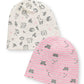Tuddybuddy 100% Cotton Caps Slouchy Beanie Skull Cap For Boys & Girls (Ideal For All Seasons)  Pack Of 2, Pink Cats & Butterfli