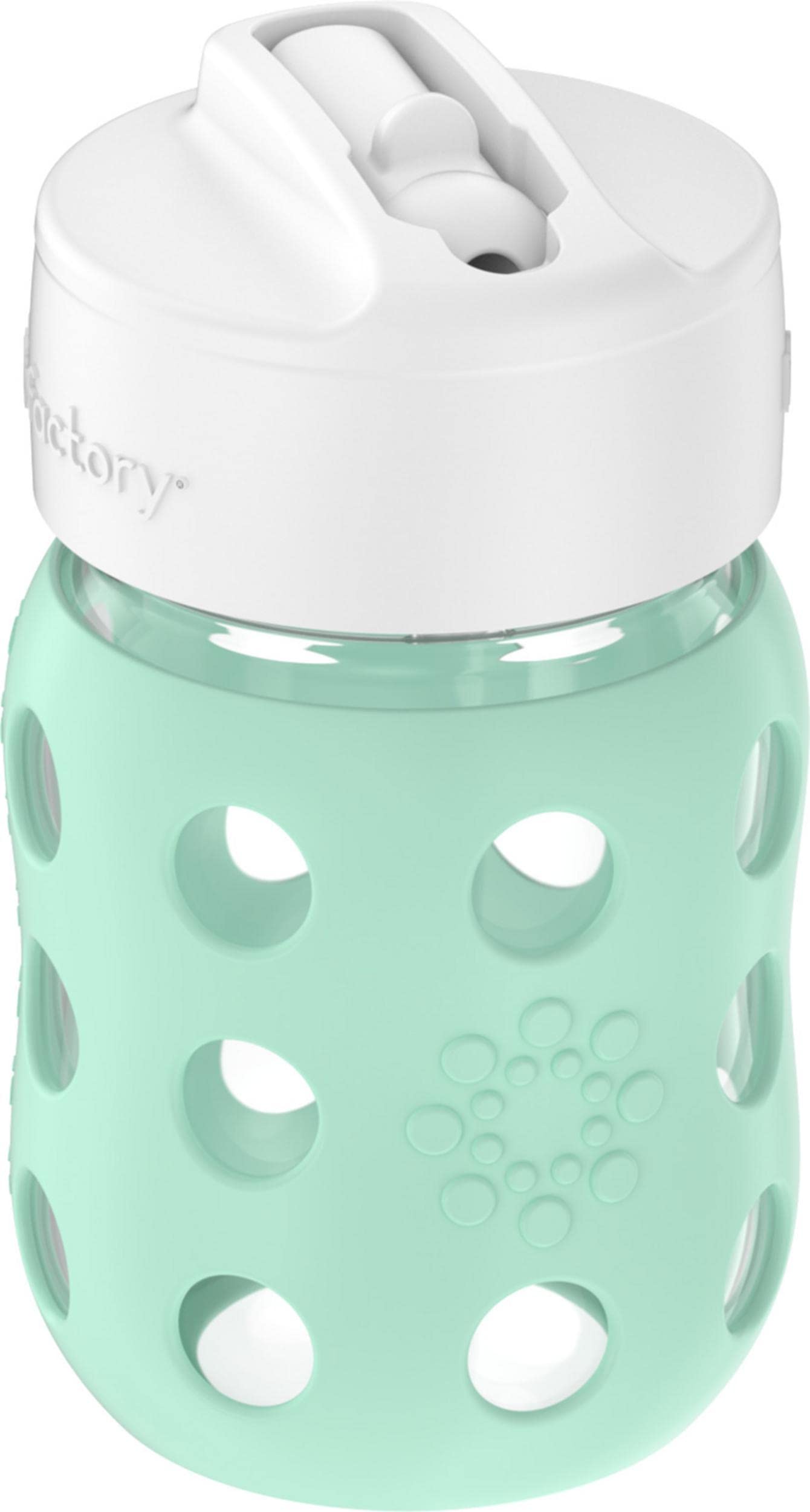 Lifefactory 8-Ounce Wide Neck Glass Baby Bottle With Protective Silicone Sleeve And Pivot Straw Cap, Mint (Lg2241Wmi4)