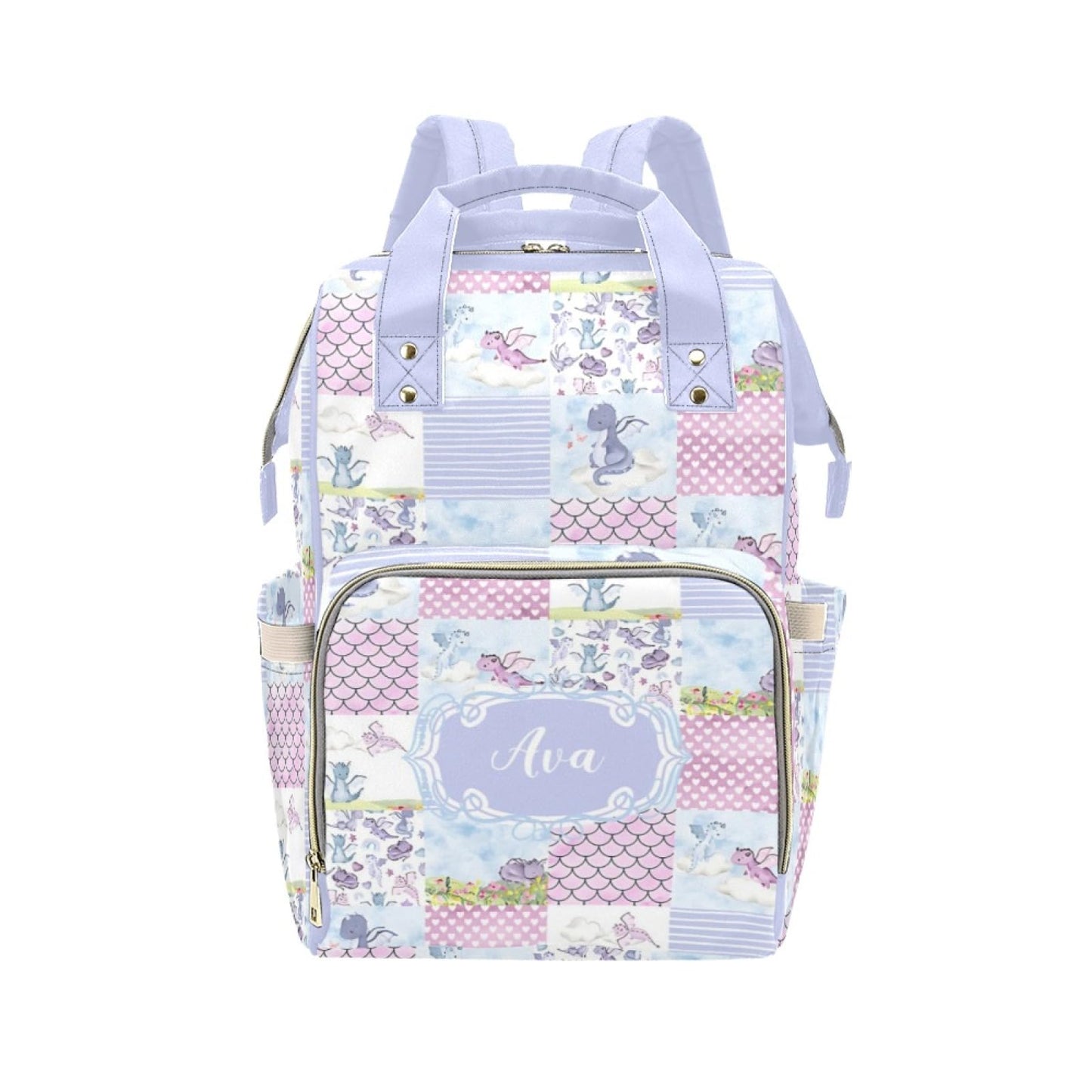 Noverbibi Custom Diaper Bag for baby Customized Flying Dragon Purple Baby Bag Personalized Nursing Bags with Name Custom Name Mo