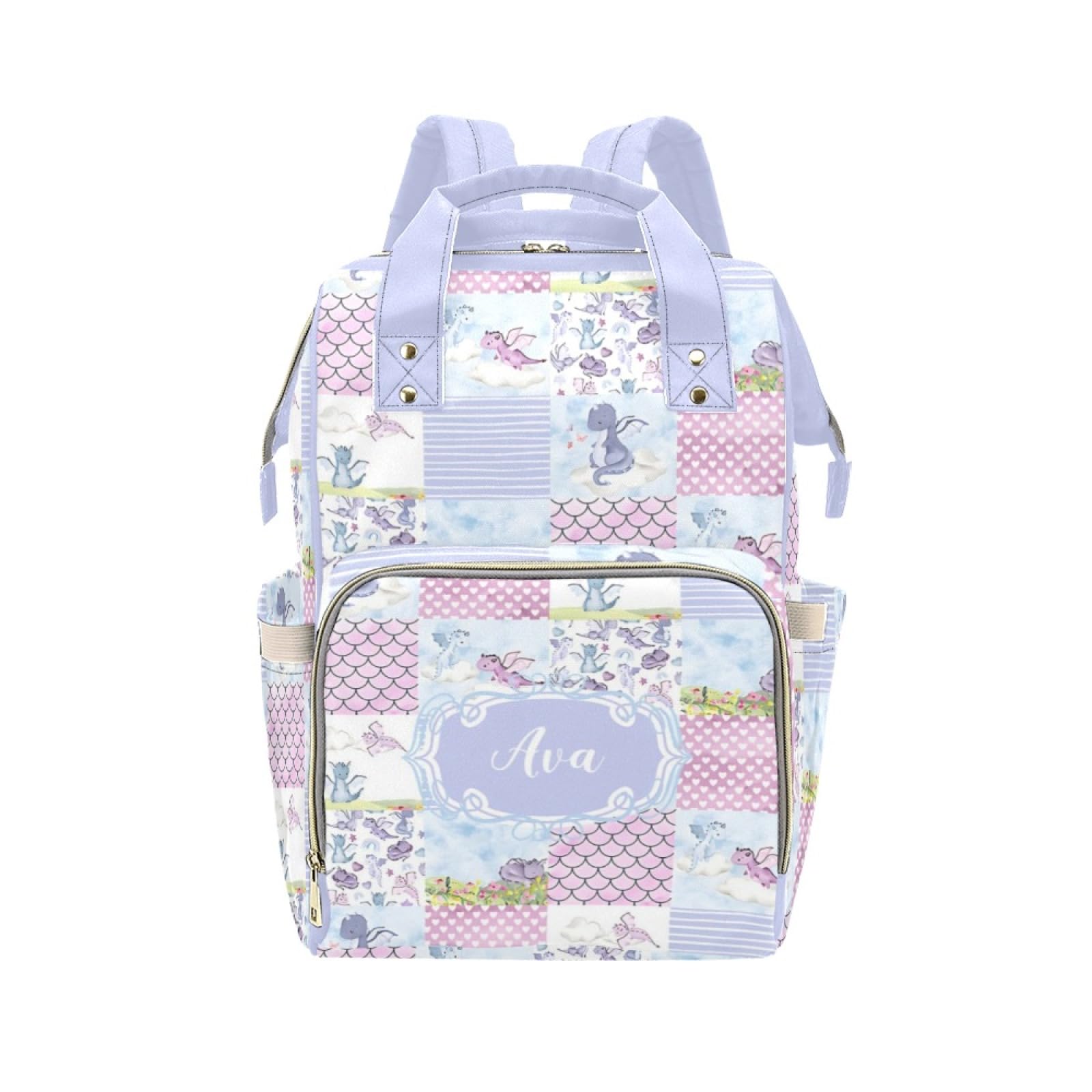Noverbibi Custom Diaper Bag for baby Customized Flying Dragon Purple Baby Bag Personalized Nursing Bags with Name Custom Name Mo