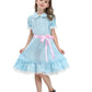 Cr Rolecos The Grady Twins Costume For Kids Girls Blue Creepy Sister Scary Doll Dress Halloween Party B140