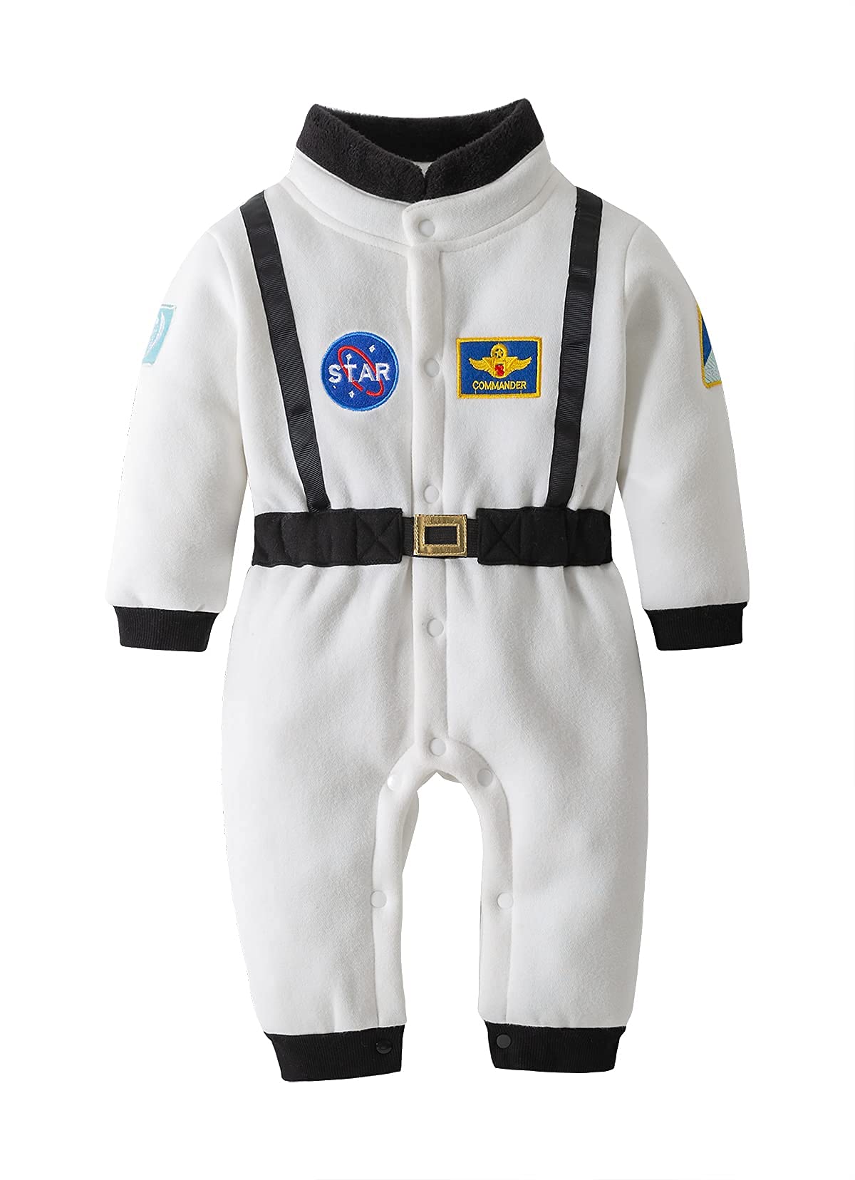 Lxkikmm Baby Toddler Boy Astronaut Costume Space Suit Cosplay Party Jumpsuit Halloween Rompers,White 3-4 Years