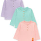 TuddyBuddy Girls Regular Fit Top (Peach, Purple & Teal_03 Months)