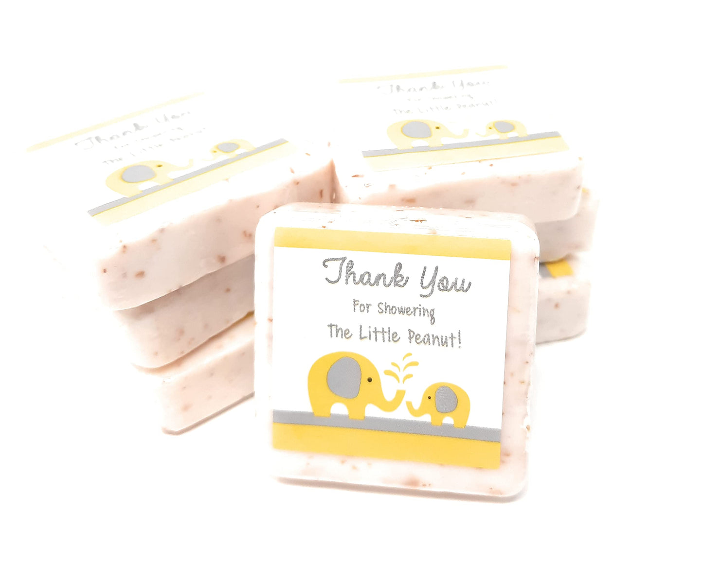 Botanical Bars 12 Yellow and Grey Elephant Thank You Soap Favors - 1.5oz Soap Favors - Gender Neutral Baby Shower Favors - Eleph